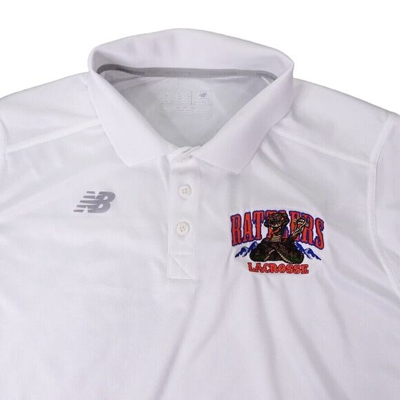 Ratters Lacrosse Shirt Mens XL White Polo New Balance Short Sleeve - Picture 1 of 11